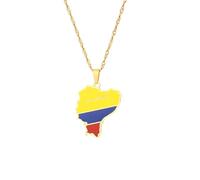 LUTAKU Collar con colgante de mapa y bandera de Ecuador para mujeres y hombres, collar ecuatoriano, accesorios de joyería de mapa de acero inoxidable, Acero inoxidable