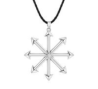 LUTAKU Collar con colgante mágico de estrella del caos con símbolo de la cábala para hombres y mujeres, amuleto de la caosfera, amuleto de símbolo satánico, amuleto, Cuero