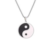 LUTAKU Collar con símbolo de Tai Chi para mujeres y hombres, collar con colgante de símbolo de Tai Chi, accesorios de joyería de bandera de acero inoxidable, one size, Acero inoxidable, Sin piedra