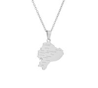 LUTAKU Collar de mapa de Ecuador para mujeres y hombres, collar con colgante de Ecuador, accesorios de joyería de mapa de acero inoxidable