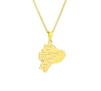 LUTAKU Collar de mapa de Ecuador para mujeres y hombres, collar con colgante de Ecuador, accesorios de joyería de mapa de acero inoxidable