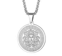 LUTAKU Collar de oro medusa para hombre, unisex, con colgante de mitología griega antigua, cadena de hip hop para hombre, Acero inoxidable, No es una piedra preciosa