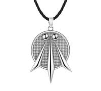 LUTAKU The Awen - Collar con colgante de tres rayos de luz para hombre, símbolo celta de los druidas, dije galés, cadena de cuero, amuleto celta de druida