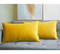Lutanky Pack de 2 Fundas de Terciopelo Elegante Throw Pillow Funda de cojín Suave Rectángulo sólido Fundas de Almohada Decorativas para sofá Dormitorio Car 50 x 30 cm (Amarillo Oscuro,2 Piezas)