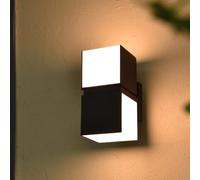 LUTEC - Aplique de pared LED Cuba moderno para exterior, doble iluminación arriba/abajo, aluminio orientable, 1000 lm, blanco cálido 3000 K, resistente al agua. Ideal entrada, terraza, jardín