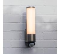 LUTEC Aplique LED para exterior con sensor LED LEDA, acero inoxidable, altura 35 cm, EC:EPREL:819039