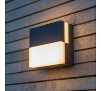 LUTEC Aplique LED para exterior DOMINO, gris oscuro, 14 x 14 cm, IP65 EC:EPREL:2592202