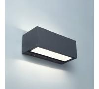 LUTEC Aplique LED para exterior GEMINI, gris oscuro, 22 cm, IP54, luz hacia EC:EPREL:819798