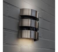 LUTEC Aplique LED para exterior MAYA, acero inoxidable, altura 18 cm, IP44 EC:EPREL:819162