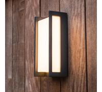 LUTEC Aplique LED para exterior QUBO, gris oscuro, altura 22 cm, metal, IP54 EC:EPREL:819752