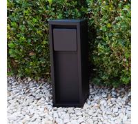LUTEC Columna de enchufes MAINS, negra, altura 24 cm, IP54, máx. 3500 W