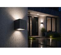 Lutec Gemini Lámpara Pared LED Exterior Up Down Aluminio IP54 4000K Gris 9W