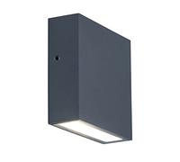 LUTEC Lámpara de pared Gemini XF, de diseño elegante, moderna de aluminio en antracita, adecuada para cualquier pared, garaje, terraza, 9 W, 230 V, 750 lm, 11 x 11 x 3,8 cm