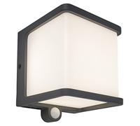 Lutec, Lámpara Solar LED Doblo, Panel Solar y Batería, de Pared, Detector de Movimiento, Interruptor de Encendido/Apagado, 7,5 W, 500 Lúmenes, 4000 K, Aluminio y Plástico, Blanco en Antracita