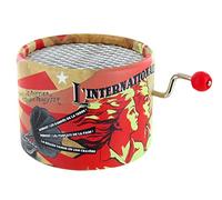 Lutèce Créations Caja de música/caja musical de manivela de cartón adornado sobre el tema de la internacional con mecanismo musical de manivela de 18 notas - La internacional (Pierre Degeyter)
