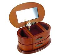 Lutèce Créations Caja de música para joyas/joyero musical de madera con bailarina giratoria, espejo, cajones y mecanismo musical de resorte de 18 notas - La flauta mágica (W. A. Mozart)