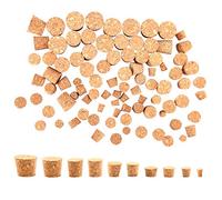 LUTER 100 piezas tapones cónicos de corcho, tapones de corcho de madera, botellas de vino, tapas, tapones cónicos para reemplazo y bricolaje (10 tamaños, paquete de 100)