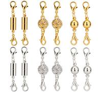 Luter - 12 cierres de joyería magnéticos, cierre de langosta magnético, cierres y cierres de collar, extensión de pulsera para la fabricación de joyas (oro y plata)