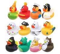 LUTER 12 Piezas Patitos de Goma Baño, Coloridos Patos de Goma Bañera Bebe Flotar Patos de Baño Bonitos Juguetes de Pato de Baño para Baby Shower Suministros para Fiestas de Cumpleaños