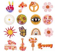 LUTER 16 Piezas Parches para Planchar, de Colores Parches de Apliques Bordados Parches Hippie para Coser Parches Bonitos Decoración para Manualidades Ropa Vaqueros