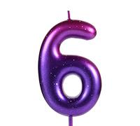 LUTER 2,36 pulgadas Velas Números Morada y Azul, Velas Cumpleaños Números Velas de Gradiente Topper de la Torta de Cera Decoraciones para Fiesta Temática de Sirena Cumpleaños Boda Aniversario (6)