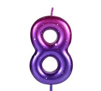 LUTER 2,36 pulgadas Velas Números Morada y Azul, Velas Cumpleaños Números Velas de Gradiente Topper de la Torta de Cera Decoraciones para Fiesta Temática de Sirena Cumpleaños Boda Aniversario (8)