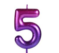 LUTER 2,36 pulgadas Velas Números Morada y Azul, Velas Cumpleaños Números Velas de Gradiente Topper de la Torta de Cera Decoraciones para Fiesta Temática de Sirena Cumpleaños Boda Aniversario (5)