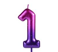 LUTER 2,36 pulgadas Velas Números Morada y Azul, Velas Cumpleaños Números Velas de Gradiente Topper de la Torta de Cera Decoraciones para Fiesta Temática de Sirena Cumpleaños Boda Aniversario (1)