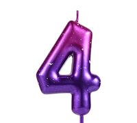 LUTER 2,36 pulgadas Velas Números Morada y Azul, Velas Cumpleaños Números Velas de Gradiente Topper de la Torta de Cera Decoraciones para Fiesta Temática de Sirena Cumpleaños Boda Aniversario (4)