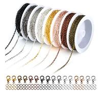 Luter 2 mm 8 Colores 24m Cadenas de Joyería Creación con Anillos de Salto Abiertos Cierres de Langosta para Artesanía de Bricolaje, Suministros de Joyería