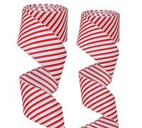 LUTER 2 Pezzi Nastro Metallico di Natale, con Glitter Nastro Natalizio Rosso e Bianco Ghirlanda di Nastri per Feste per Decorazioni per Interni ed Esterni Artigianato Fai Da Te (11m in Totale)