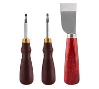 LUTER 2 Piezas Biseladora De Borde De Cuero (1 mm 1.5 mm) y 1 Pieza Cuchillo De Corte De Cuero Cuchillo De Corte Herramientas De Mango De Madera Para Manualidades De Cuero De Bricolaje