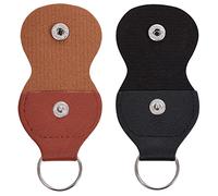 Luter 2 Piezas Llavero Pua Guitarra, Cuero PU Soporte para Llavero Guitarra con Llavero Soporte para púa de Guitarra para Guitarristas (Negro, Marrón)