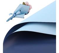 LUTER 20 Hojas Papel de Regalo de Flores, 58x58cm Ramo Color de Doble cara Embalaje para Boda Graduación Día de San Valentín(Azul Oscuro & Azul Claro)