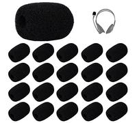LUTER 20 Piezas Mini Parabrisas para Micrófono, Espuma de Alta Densidad Cubierta de Micrófono para Auriculares Protección para Micrófonos de Solapa (Negro)