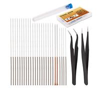 Luter 28 Piezas Kit de Limpieza de Boquilla de Impresora 3D 3D Printer Kit Incluso 26 Piezas 0,15mm, 0,25mm, 0,35mm, 0,4mm, 0,5mm Limpieza de Agujas 2 Piezas Pinzas