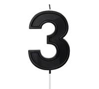 LUTER 3,94 pulgadas Velas Cumpleaños, Velas Negras para Tartas de Cumpleaños Bengalas Cumpleaños Numero Cumpleaños Numeros para Bodas Fiestas Niños Adultos Número 3