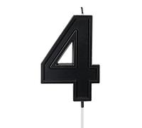 LUTER 3,94 pulgadas Velas Cumpleaños, Velas Negras para Tartas de Cumpleaños Bengalas Cumpleaños Numero Cumpleaños Numeros para Bodas Fiestas Niños Adultos Número 4