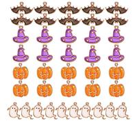 LUTER 40 Piezas de Charm Halloween, Abalorios de Aleación Multicolor de Halloween Patrones de Sombrero de Mago Espeluznante de Murciélago de Calabaza para Hacer Joyas Collares Pendientes Llaveros