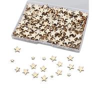 Luter - 500 piezas de estrella de madera, artesanal, adornos de corte sin terminar, estrella de madera en blanco, rebanadas de adornos para Navidad, boda, fiesta, decoración de tarjetas de bricolaje,