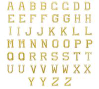 Luter 52 piezas hierro en parches de letras parches de apliques alfabeto coser apliques con parches decorativos de reparación letras A-Z bordados para sombreros zapatos bolsos (oro)