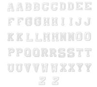 Luter 52 piezas hierro en parches de letras parches de apliques alfabeto coser apliques con parches decorativos de reparación letras A-Z bordadas para sombreros zapatos bolsas (blanco)