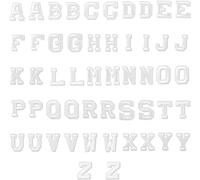 Luter 52 piezas hierro en parches de letras parches de apliques alfabeto coser apliques con parches decorativos de reparación letras A-Z bordadas para sombreros zapatos bolsas (blanco)