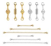 LUTER 6 Piezas De Cierre Magnético Para Joyería Cierre Magnético De Langosta Cierres y Cierres De Collar Extensor De Pulsera 6 Cadenas De Extensión De Pulsera Para Hacer Joyas (Oro y Plata)
