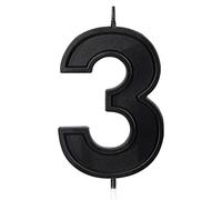 Luter 7 cm Número de velas de cumpleaños, forma de diamante 3D Velas de pastel de cumpleaños numeradas Decoración de pastel para boda, cumpleaños, descuento de graduaciones, fiesta (negro)(3)