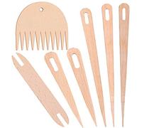 LUTER 7 Piezas Juego de Varillas de Telar Manual de Madera, que Incluye 5 Piezas de Aguja de Tejer de Madera, 1 pieza Lanzadera de Madera, 1 Pieza de Peine de Madera para Tejer