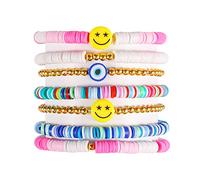 LUTER 7 Piezas Pulseras de Surf, de Colores Pulseras de Playa de Surf Elegantes Pulseras de Disco Boho Apilables Joyería de Playa para Niñas Mujeres Playa de Verano
