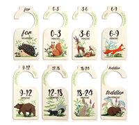 LUTER 8 Piezas Separadores Ropa Bebé Madera, Bonitos Separador de Armarios con Patrones de Animales Desde Recién Nacido Hasta 24 Meses Percha de Guardería para Almacenamiento de Ropa Infantil