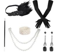 Luter Accesorios Flapper Años 20, Flapper Accesorios de los Años 20 Accesorios de Gatsby Mujer Ideal para Gatsby Headband Flapper para Disfraz de Mujer y Niña