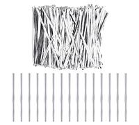 Luter - Corbatas retorcidas de papel blanco con cierres de bolsa reutilizables, corbatas retorcidas de papel, bolsas de caramelo, aperitivos, pasteles, suministros de fiesta (750 piezas/plata